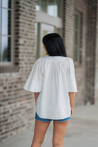 Tulip Flutter Sleeve Blouse - barndoorboutiquetn