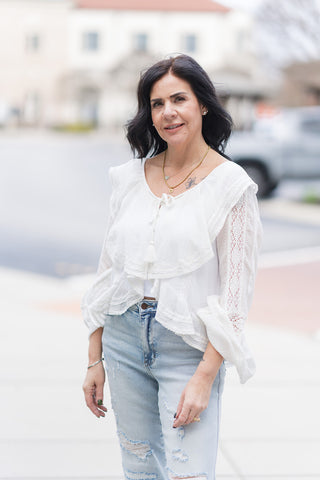 Elowen Lace & Ruffle Blouse - barndoorboutiquetn