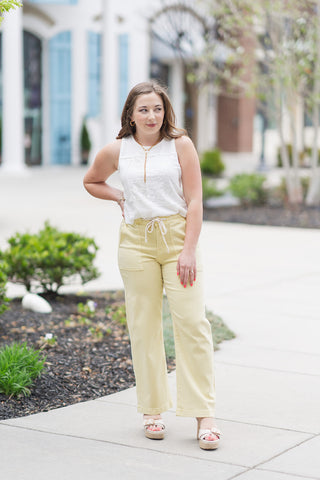 Lemon Drop Drawstring Jeans - barndoorboutiquetn