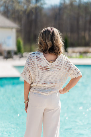 Seashell Open-Knit Top - barndoorboutiquetn
