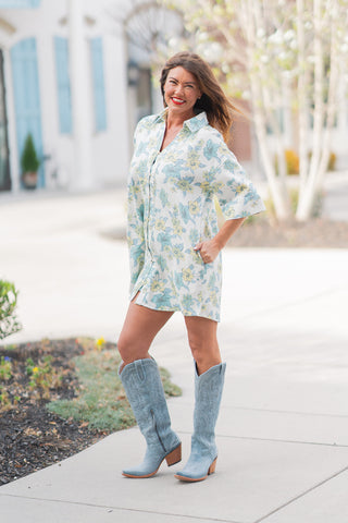 Hydrangea Heritage Mini Dress - barndoorboutiquetn
