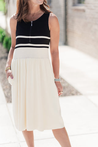 Borderline Knit Midi Dress - barndoorboutiquetn