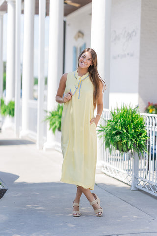 Lemonade Tie Midi Dress - barndoorboutiquetn