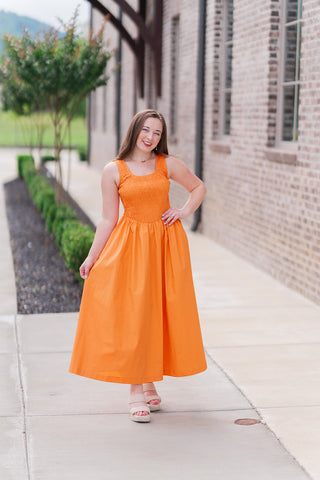 Tangerine Dreams Midi Dress - barndoorboutiquetn
