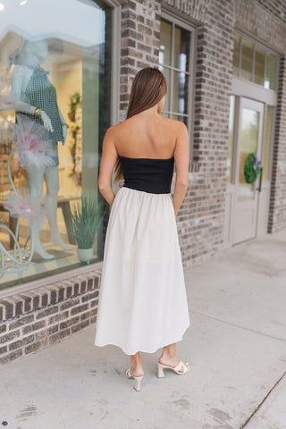 Cafe Society Strapless Midi - barndoorboutiquetn