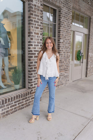 Odette Cascading Eyelet Top - barndoorboutiquetn