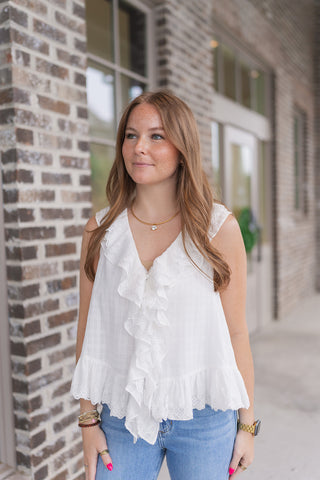 Odette Cascading Eyelet Top - barndoorboutiquetn