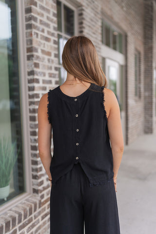 Midnight Tides Frayed Tank - barndoorboutiquetn