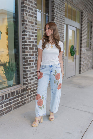 Wild Rose Barrel Jeans - barndoorboutiquetn