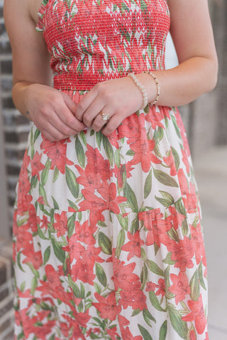 Coral Blossom Tiered Dress - barndoorboutiquetn