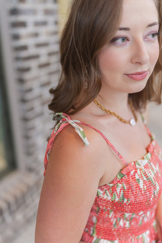 Coral Blossom Tiered Dress - barndoorboutiquetn