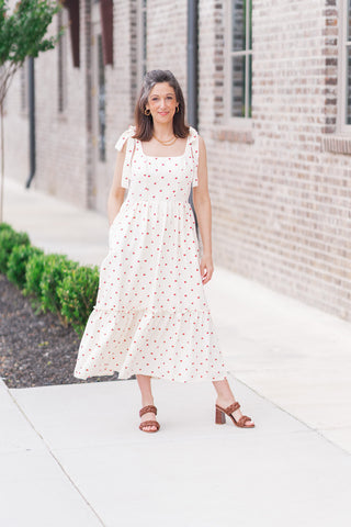 Strawberries & Cream Midi Dress - barndoorboutiquetn