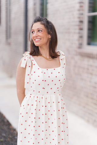 Strawberries & Cream Midi Dress - barndoorboutiquetn