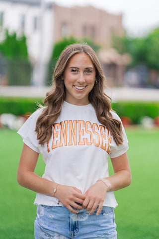 Electric Orange Varsity Tee - barndoorboutiquetn