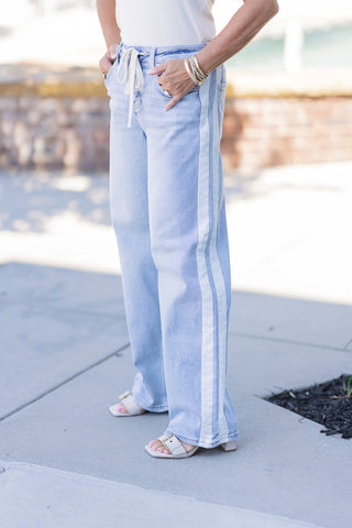 Sideline Chic Relaxed Denim Pants - barndoorboutiquetn