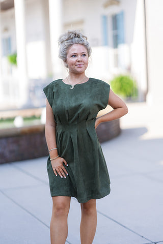 Olive Oasis Sueded Mini Dress - barndoorboutiquetn