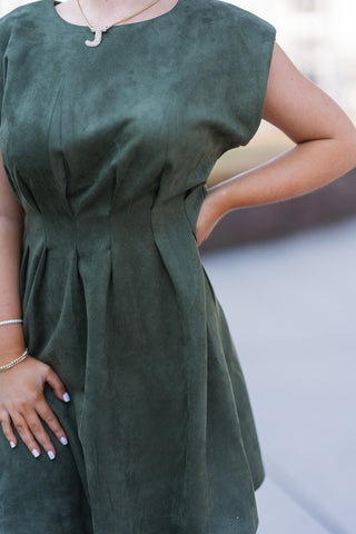 Olive Oasis Sueded Mini Dress - barndoorboutiquetn