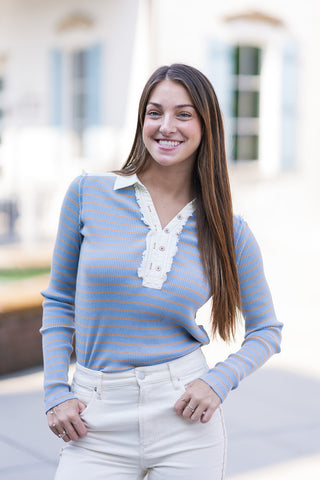Vintage Varsity Henley Top - barndoorboutiquetn
