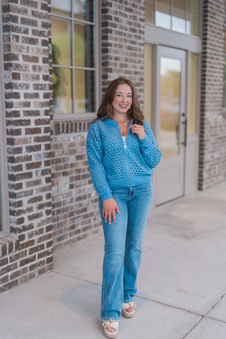 Bluebonnet Zip-Up Cardi - barndoorboutiquetn