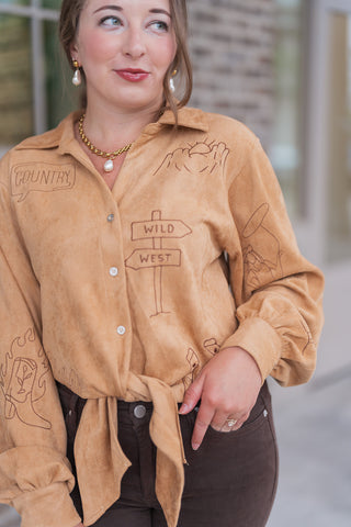 Thelma Suede Button Down - barndoorboutiquetn