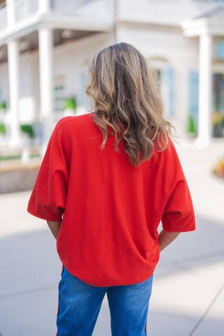 Red & Relaxed Sweater Top - barndoorboutiquetn