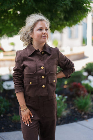 Park Avenue Chocolate Suede Jacket - barndoorboutiquetn