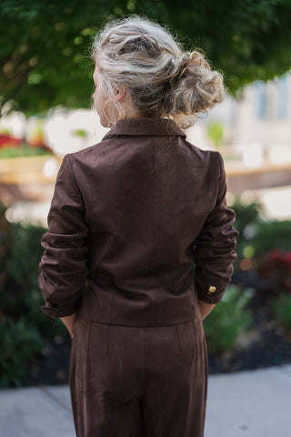 Park Avenue Chocolate Suede Jacket - barndoorboutiquetn