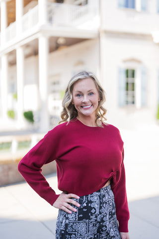 In Love Twist Sweater - barndoorboutiquetn