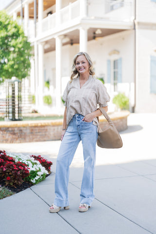 Harvest Gingham Puff-Sleeve Top - barndoorboutiquetn