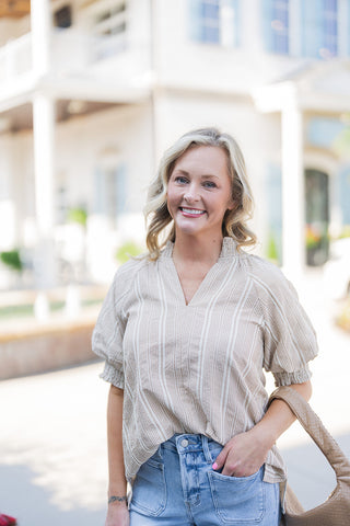 Harvest Gingham Puff-Sleeve Top - barndoorboutiquetn