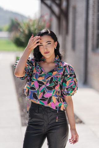 Gemstone Floral Blouse - barndoorboutiquetn