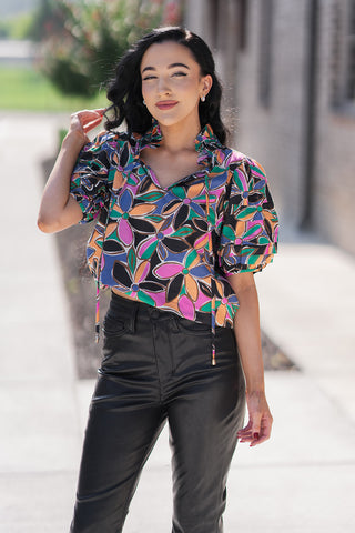 Gemstone Floral Blouse - barndoorboutiquetn