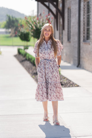 Rococo Collared Midi Dress - barndoorboutiquetn