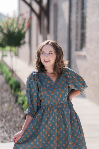 Emerald Foliage Mini Dress - barndoorboutiquetn