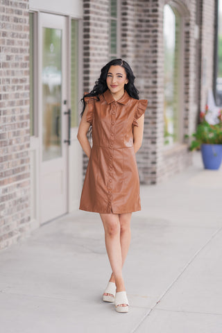 Trendsetter Faux Leather Dress - barndoorboutiquetn