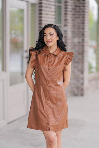 Trendsetter Faux Leather Dress - barndoorboutiquetn