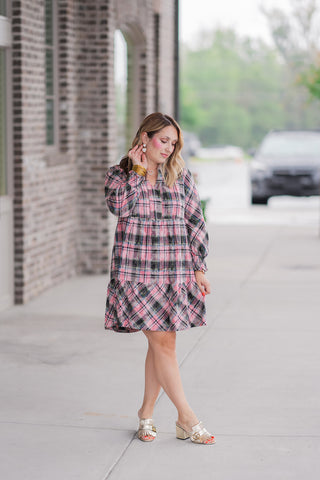 Pink Lady Plaid Mini Dress - barndoorboutiquetn