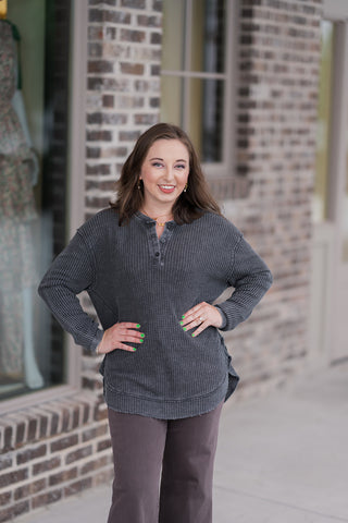 Jax Cozy Waffle Henley - barndoorboutiquetn