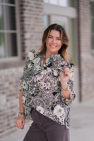 Vineyard Ruffle Blouse - barndoorboutiquetn