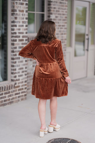 Pumpkin Spice Velvet Mini Dress - barndoorboutiquetn