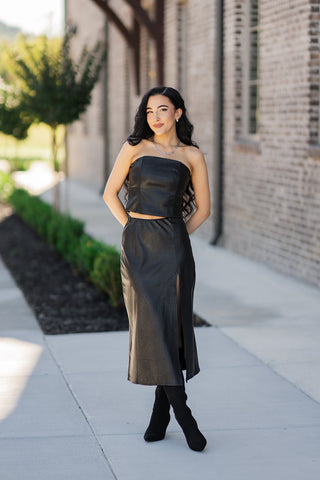 Luxe Leather Midi Skirt - barndoorboutiquetn