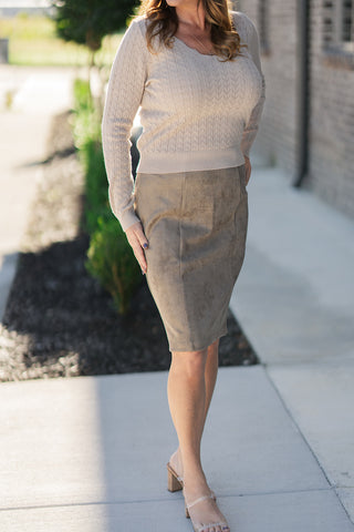 Sage Gray Midi Skirt - barndoorboutiquetn