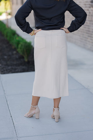 Teddy Corduroy Midi Skirt - barndoorboutiquetn