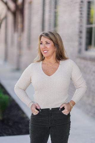 Sandshell Cableknit Sweater - barndoorboutiquetn