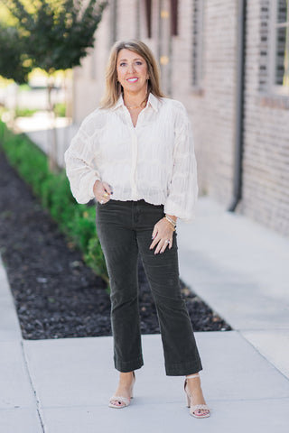 Romantic Chevron Blouse - barndoorboutiquetn