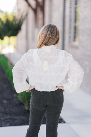 Romantic Chevron Blouse - barndoorboutiquetn