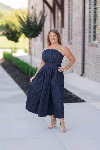 Midnight Bloom Midi Dress - barndoorboutiquetn