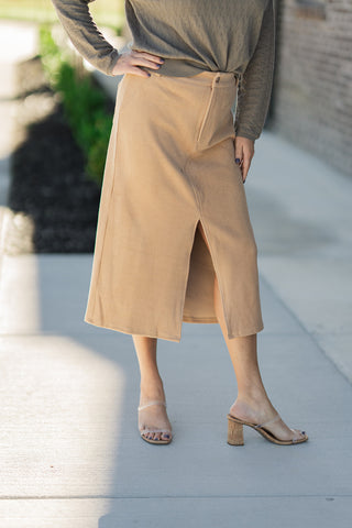 Teddy Corduroy Midi Skirt - barndoorboutiquetn