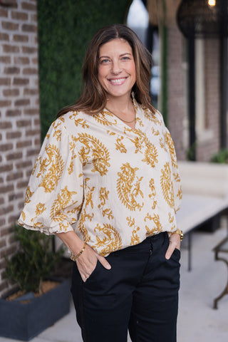 Versailles Scroll Blouse - barndoorboutiquetn