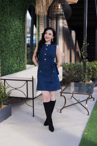 Quilted Denim Dress - barndoorboutiquetn